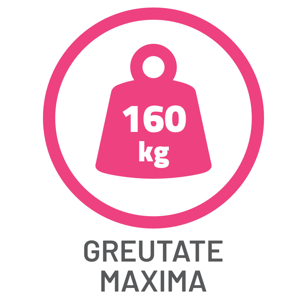 Greutate maximă suportată de 160 kg pentru utilizatori și sarcini multiple